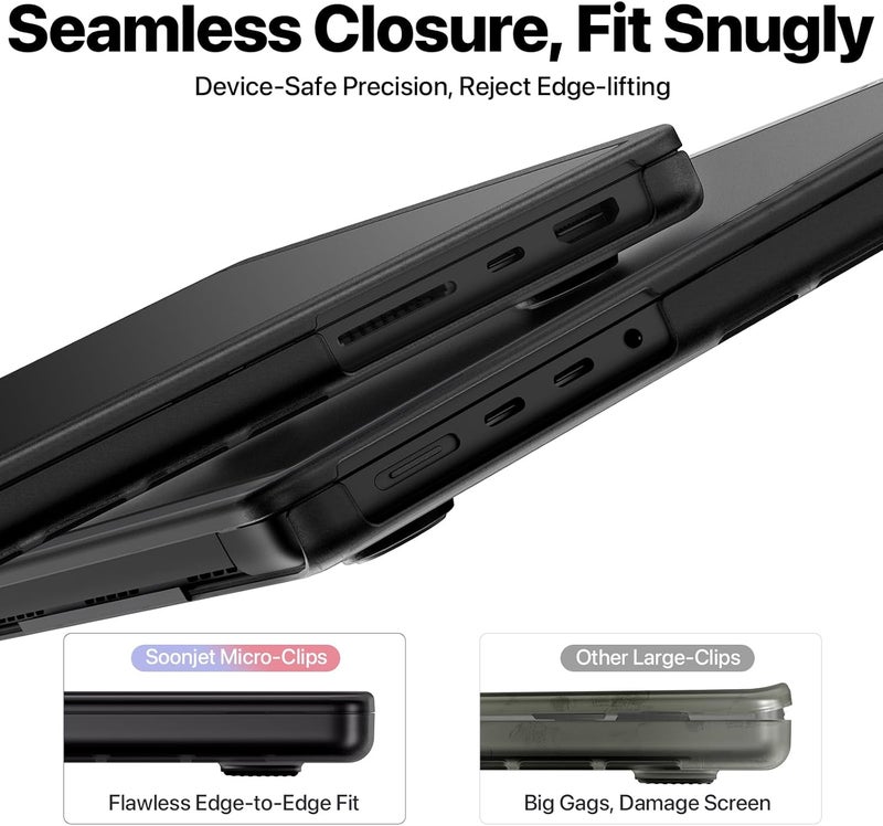 soonjet حافظة CrackGuard لجهاز MacBook Pro مقاس 14 بوصة M5 M4 M3 M2 M1 Pro/Max 2025 2024-2021 [ترقية مضادة للتشقق] [مطابقة رسمية 100% للون] غلاف واقي صلب لجهاز الكمبيوتر المحمول - أسود فضائي شفاف - Image 5